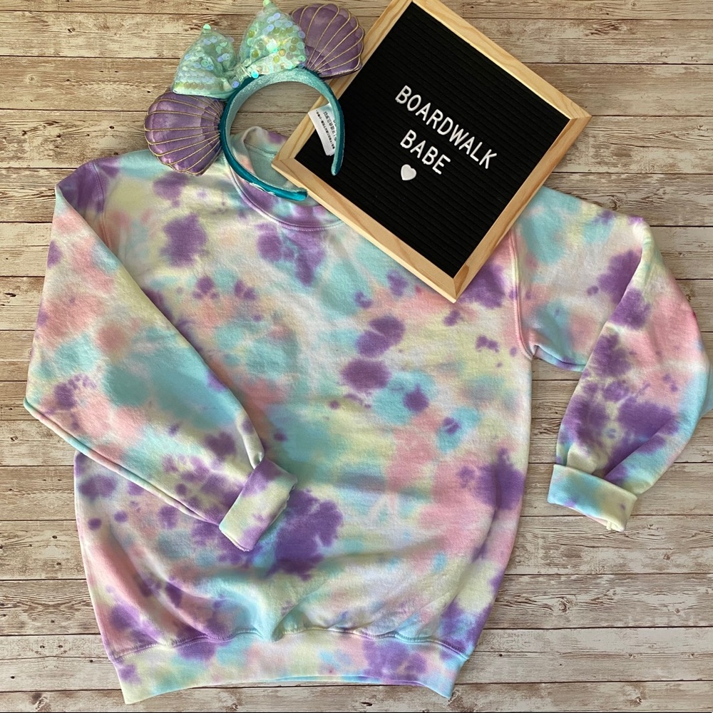 Boardwalk Babe Pastel Tie Dye Crew Neck Sweater